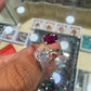 AAE 7790 Chandi Ring 925, Stone: Ruby (Yaqoot) & Moissanite