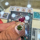 AAE 7790 Chandi Ring 925, Stone: Ruby (Yaqoot) & Moissanite