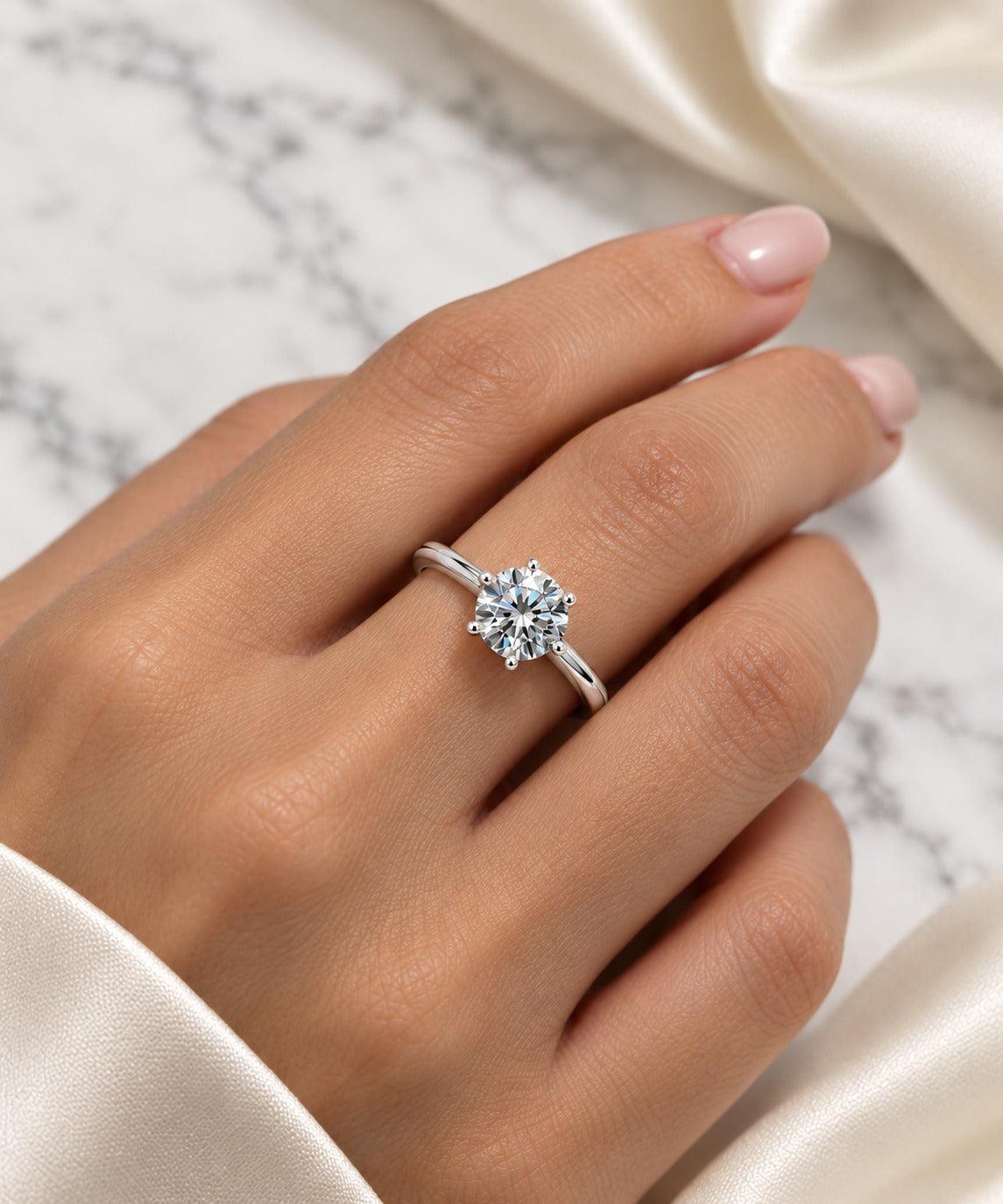 AAE 6940 Chandi Ring 925, Stone: Moissanite