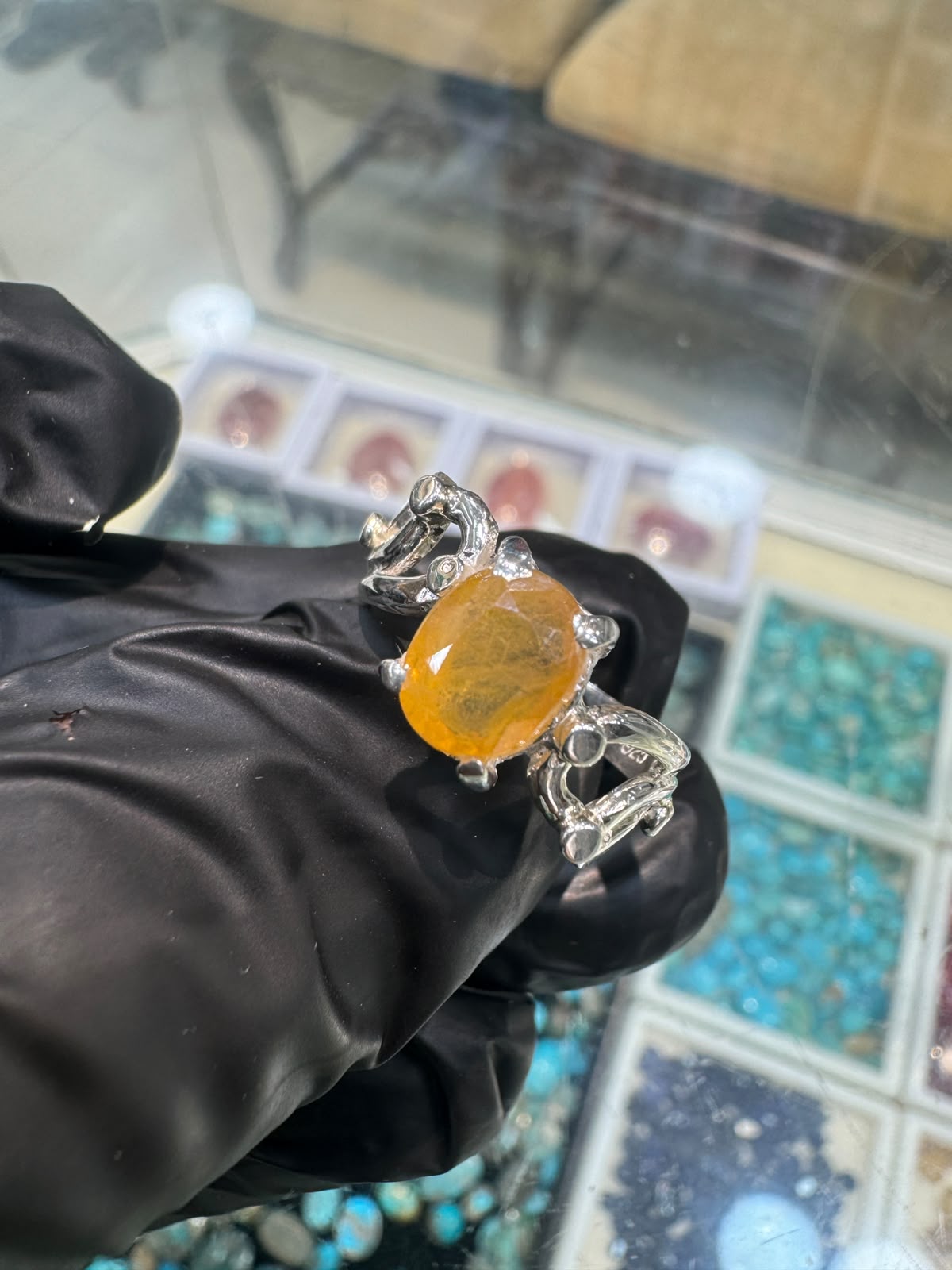 AAE 6500 Chandi Ring 925, Stone: Pukhraj