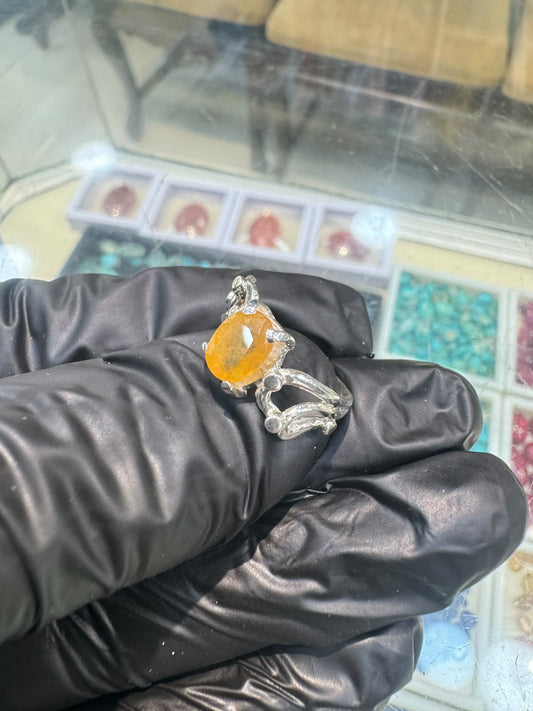 AAE 6500 Chandi Ring 925, Stone: Pukhraj