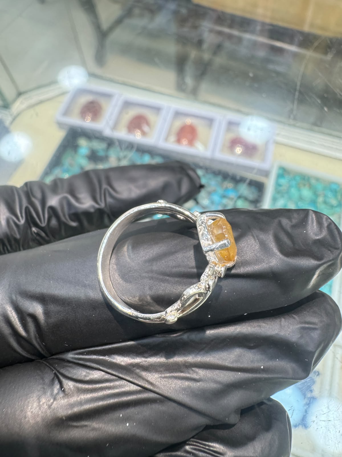 AAE 6500 Chandi Ring 925, Stone: Pukhraj