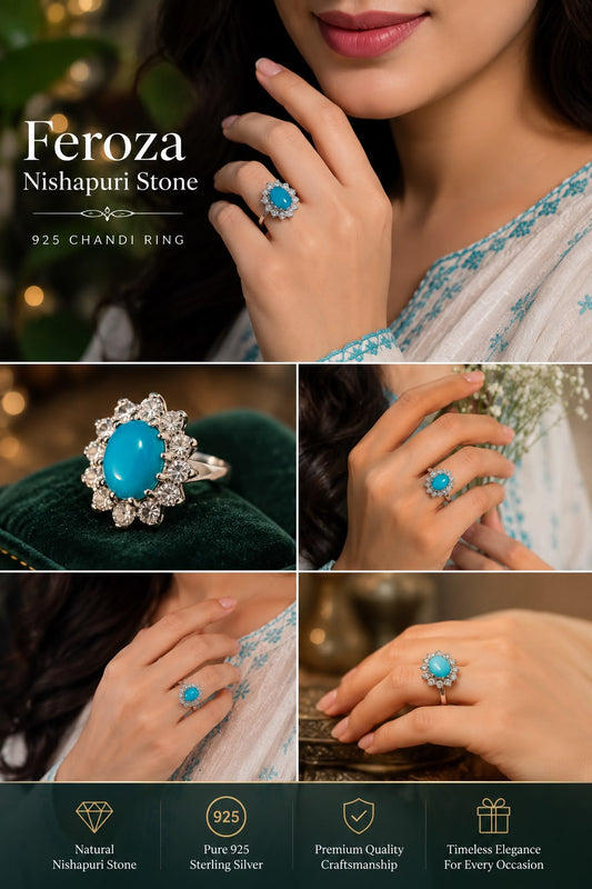AAE 1216 Chandi Ring 925, Stone: Feroza (Turquoise)