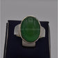 AAE 3121 Chandi Ring 925, Stone: Green Aqeeq - AmeerAliEnterprises