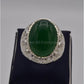 AAE 3112 Chandi Ring 925, Stone: Green Aqeeq - AmeerAliEnterprises