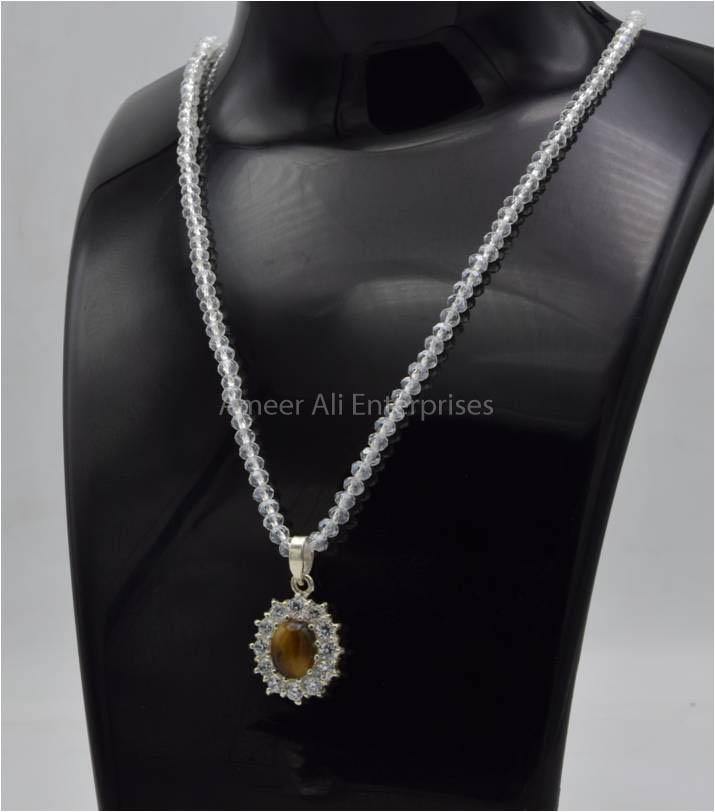 AAE 5778 Chandi Pendant 925, Stone: Tiger's Eye - AmeerAliEnterprises