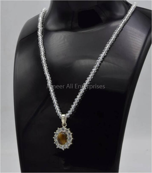 AAE 5778 Chandi Pendant 925, Stone: Tiger's Eye - AmeerAliEnterprises