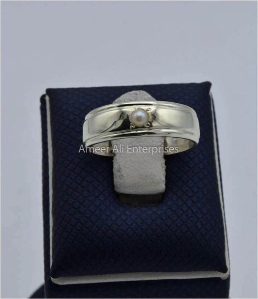 AAE 5805 Chandi Ring 925, Stone Pearl - AmeerAliEnterprises