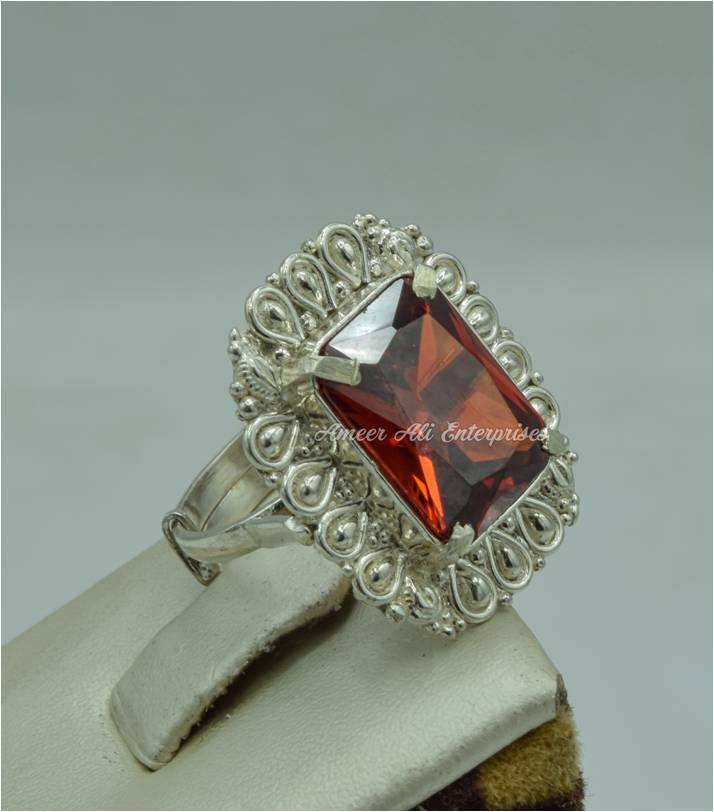 AAE 6152 Chandi Ring 925, Stone: Zircon - AmeerAliEnterprises