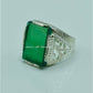 AAE 6764 Chandi Ring 925, Stone: Green Aqeeq