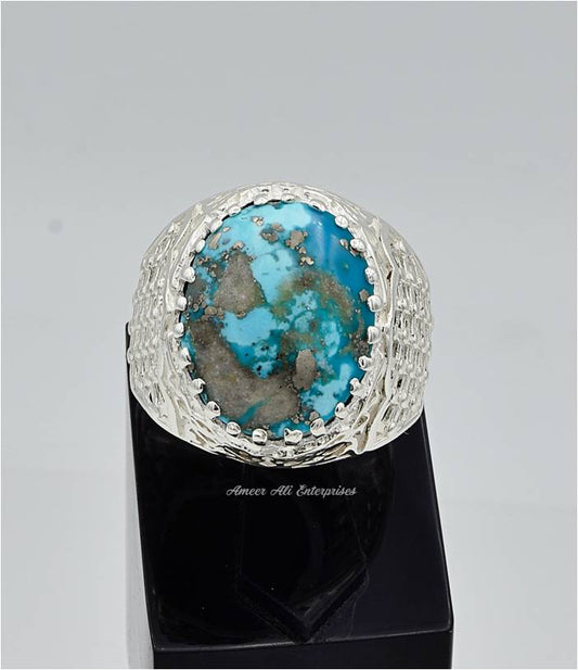 AAE 6674 Chandi Ring 925, Stone: Shajri Feroza