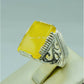 AAE 6765 CHANDI RING 925, STONE: YELLOW AQEEQ - AmeerAliEnterprises