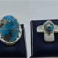 Silver Couple Rings: Pair 121,  Stone: Shajri Feroza - AmeerAliEnterprises