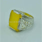 AAE 6765 CHANDI RING 925, STONE: YELLOW AQEEQ - AmeerAliEnterprises