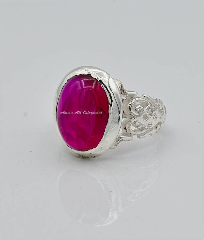 AAE 6588 Chandi Ring 925, Stone: Irani Poota Yaqoot