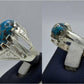 Silver Couple Rings: Pair 121,  Stone: Shajri Feroza - AmeerAliEnterprises