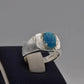 AAE 7722 Chandi Ring 925, Stone: Feroza (Turquoise) - AmeerAliEnterprises