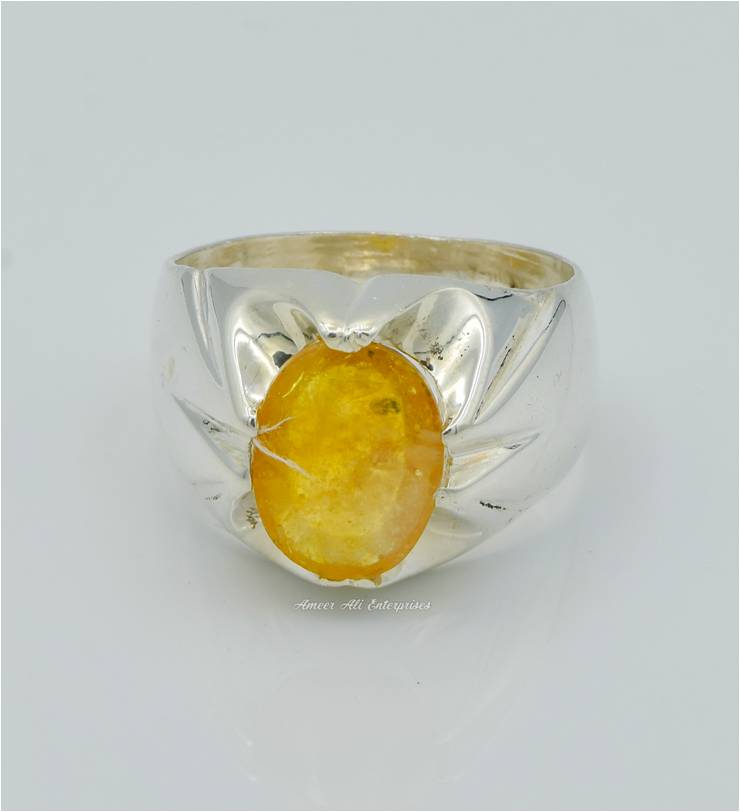 AAE 6244 Chandi Ring 925, Stone: Pukhraj