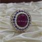 AAE 3629 Chandi Ring 925, Stone: Ruby (Yaqoot)