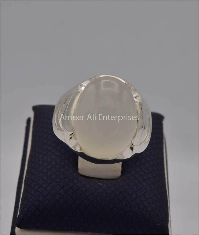 AAE 2221 Chandi Ring 925, Stone: Dur e Najaf - AmeerAliEnterprises