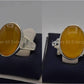 Silver Couple Rings: Pair 58, Stone: Yellow Aqeeq (Agate) - AmeerAliEnterprises