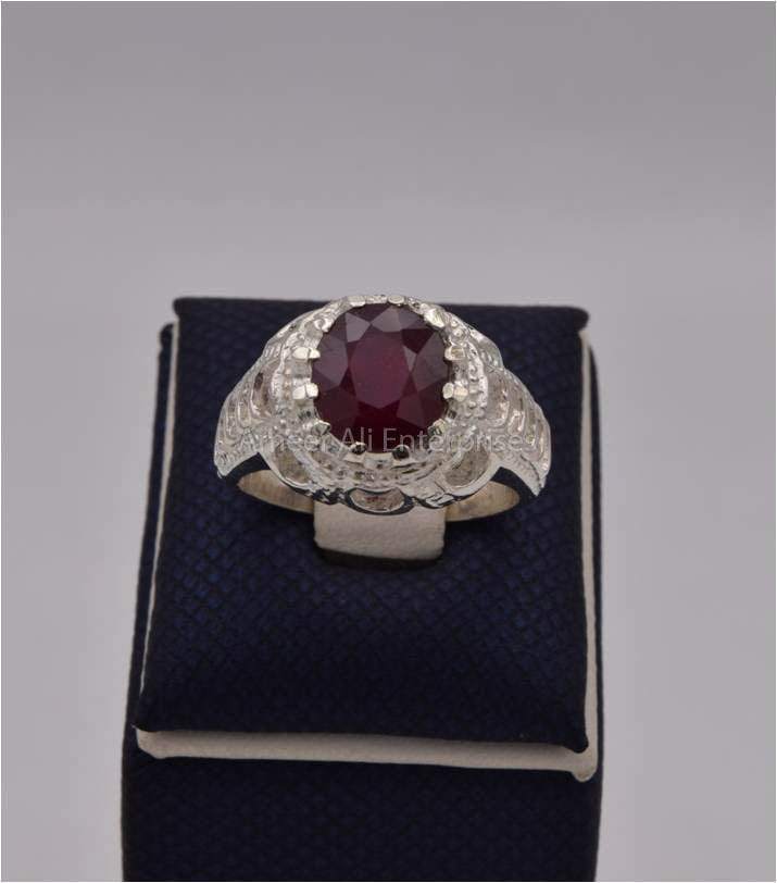 AAE 4444 Chandi Ring 925, Stone: Ruby (Yaqoot)