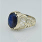 AAE 6299 Chandi Ring 925, Stone: Blue Sapphire (Neelam)