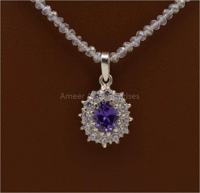 AAE 2498 Chandi Set 925, Stone: Zircon - AmeerAliEnterprises