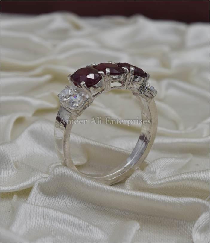AAE 1135 Chandi Ring 925, Stone: Ruby (Yaqoot) - AmeerAliEnterprises
