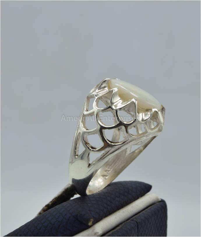 AAE 5928 Chandi Ring 925, Stone: Opal - AmeerAliEnterprises