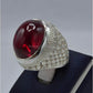 AAE 5831 Chandi Ring 925, Stone: Irani Poota Yaqoot - AmeerAliEnterprises