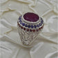 AAE 3629 Chandi Ring 925, Stone: Ruby (Yaqoot)