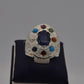 AAE 7723 Chandi Ring, Stone: Navratan (Nine Original Stones) - AmeerAliEnterprises