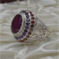 AAE 3629 Chandi Ring 925, Stone: Ruby (Yaqoot)