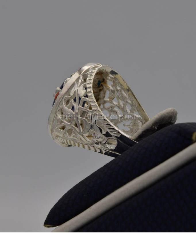 AAE 7723 Chandi Ring, Stone: Navratan (Nine Original Stones) - AmeerAliEnterprises