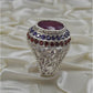 AAE 3629 Chandi Ring 925, Stone: Ruby (Yaqoot)