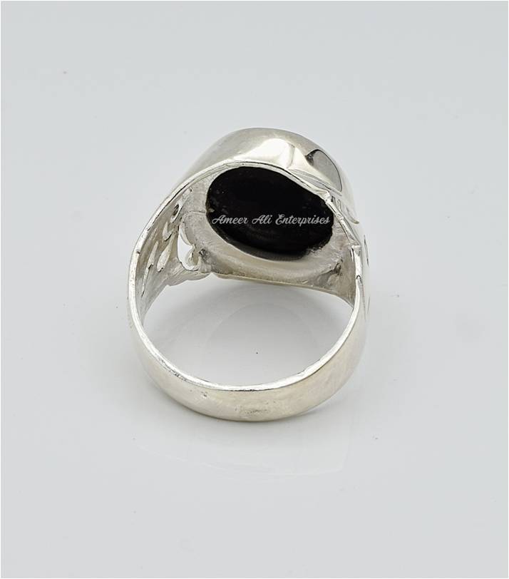 AAE 6651 Chandi Ring 925, Stone: Aqeeq