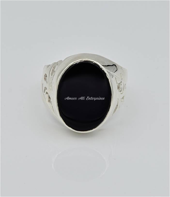 AAE 6651 Chandi Ring 925, Stone: Aqeeq