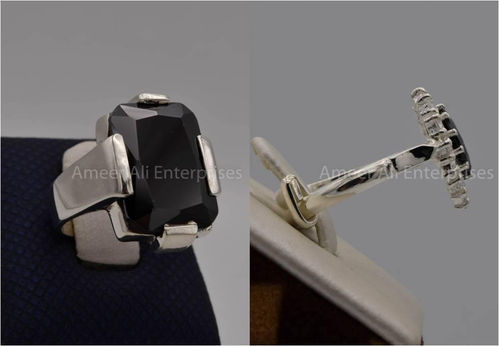 Silver Couple Rings: Pair 34,  Stone: Zircon - AmeerAliEnterprises