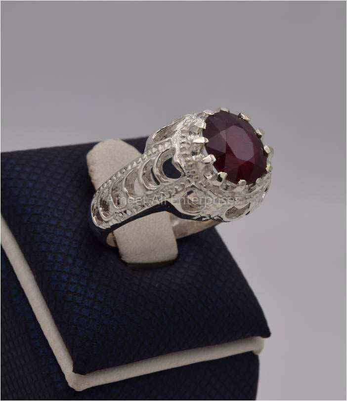 AAE 4444 Chandi Ring 925, Stone: Ruby (Yaqoot)