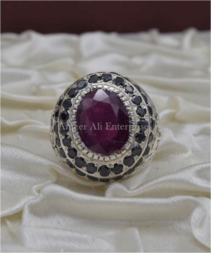 AAE 3919 Chandi Ring 925, Stone: Ruby (Yaqoot)