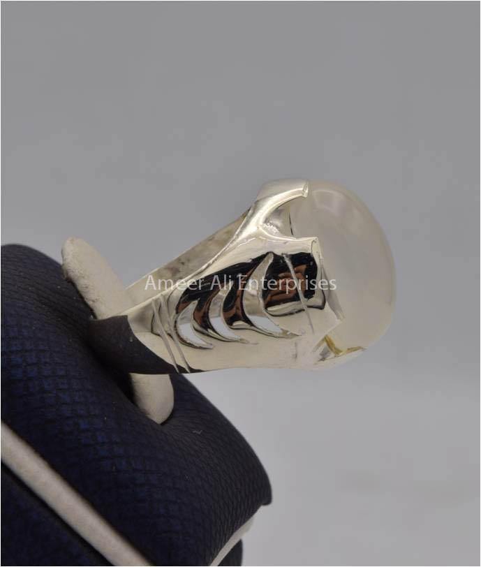 AAE 2221 Chandi Ring 925, Stone: Dur e Najaf - AmeerAliEnterprises
