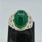 AAE 6237 Chandi Ring 925, Stone: Green Aqeeq