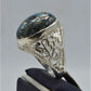 AAE 5904 Chandi Ring 925, Stone: Shajri Feroza (Turquoise) - AmeerAliEnterprises