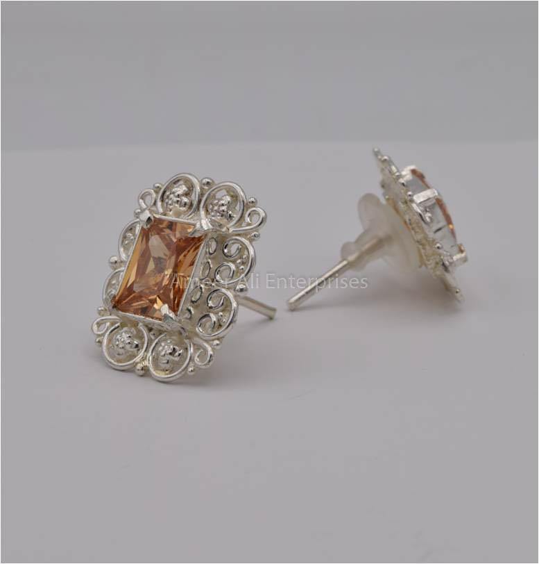 AAE 5592 Chandi Earrings 925, Stone: Zircon - AmeerAliEnterprises
