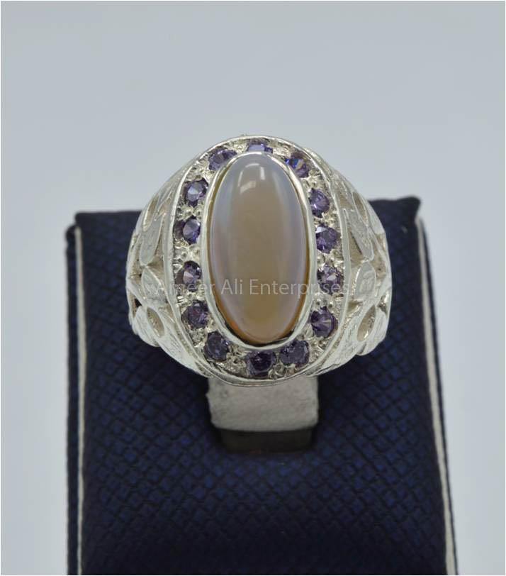 AAE 5929 Chandi Ring 925, Stone: Opal - AmeerAliEnterprises
