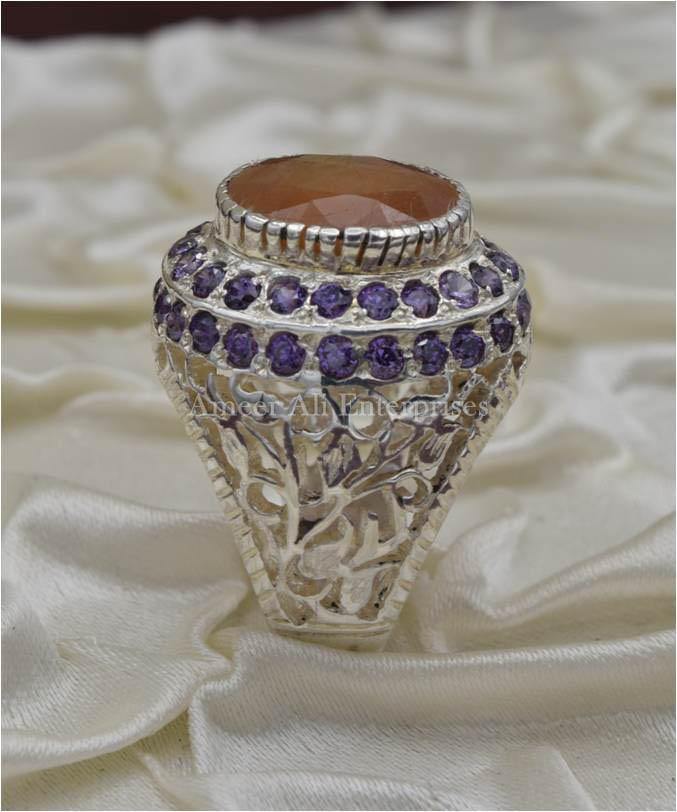 AAE 1121 Chandi Ring 925, Stone: Yellow Sapphire (Pukhraj) - AmeerAliEnterprises