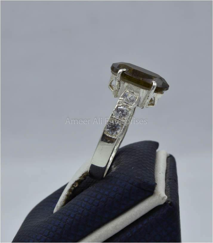 AAE 5820 Chandi Ring 925, Stone: Zabarjad - AmeerAliEnterprises