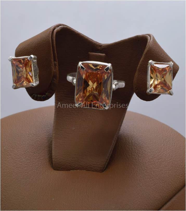 AAE 5891 Chandi Set 925, Stone: Zircon - AmeerAliEnterprises