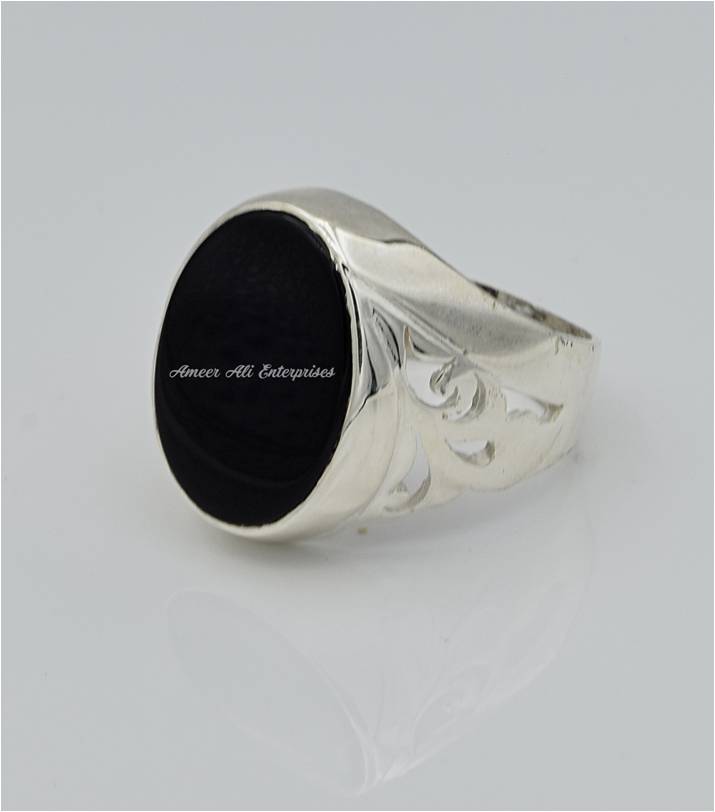 AAE 6651 Chandi Ring 925, Stone: Aqeeq